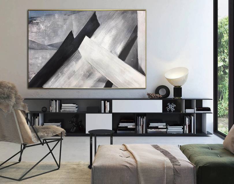 Black Oversized Canvas Painting Abstract Canvas Artwork XN2VS wall art